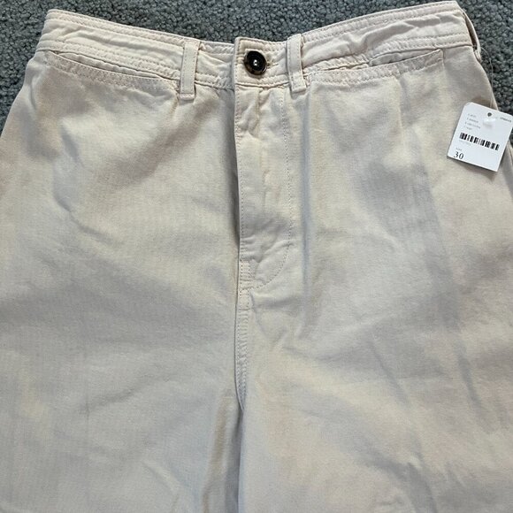 FP WE THE FREE Taupe HIGH RISE WIDE LEG FLAT FRONT COTTON BAGGIE PANTS -NWT - 30 - Picture 2 of 12